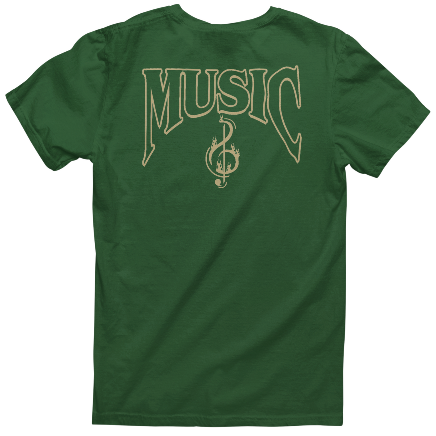 Music Dept. Fire Music Tee - "Forest Green/Gold"