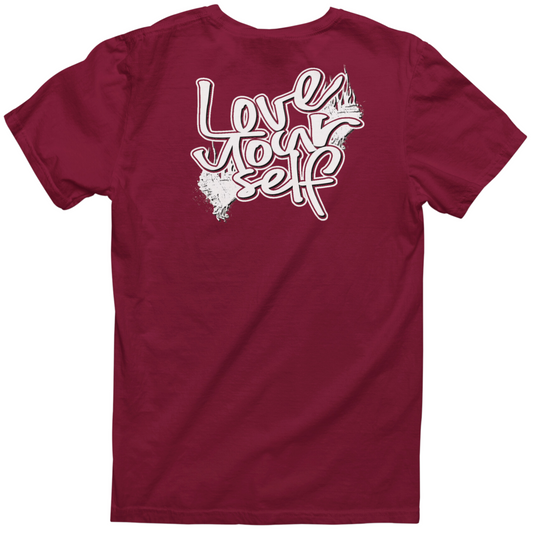 Love Yourself Tee - "Burgundy/white"