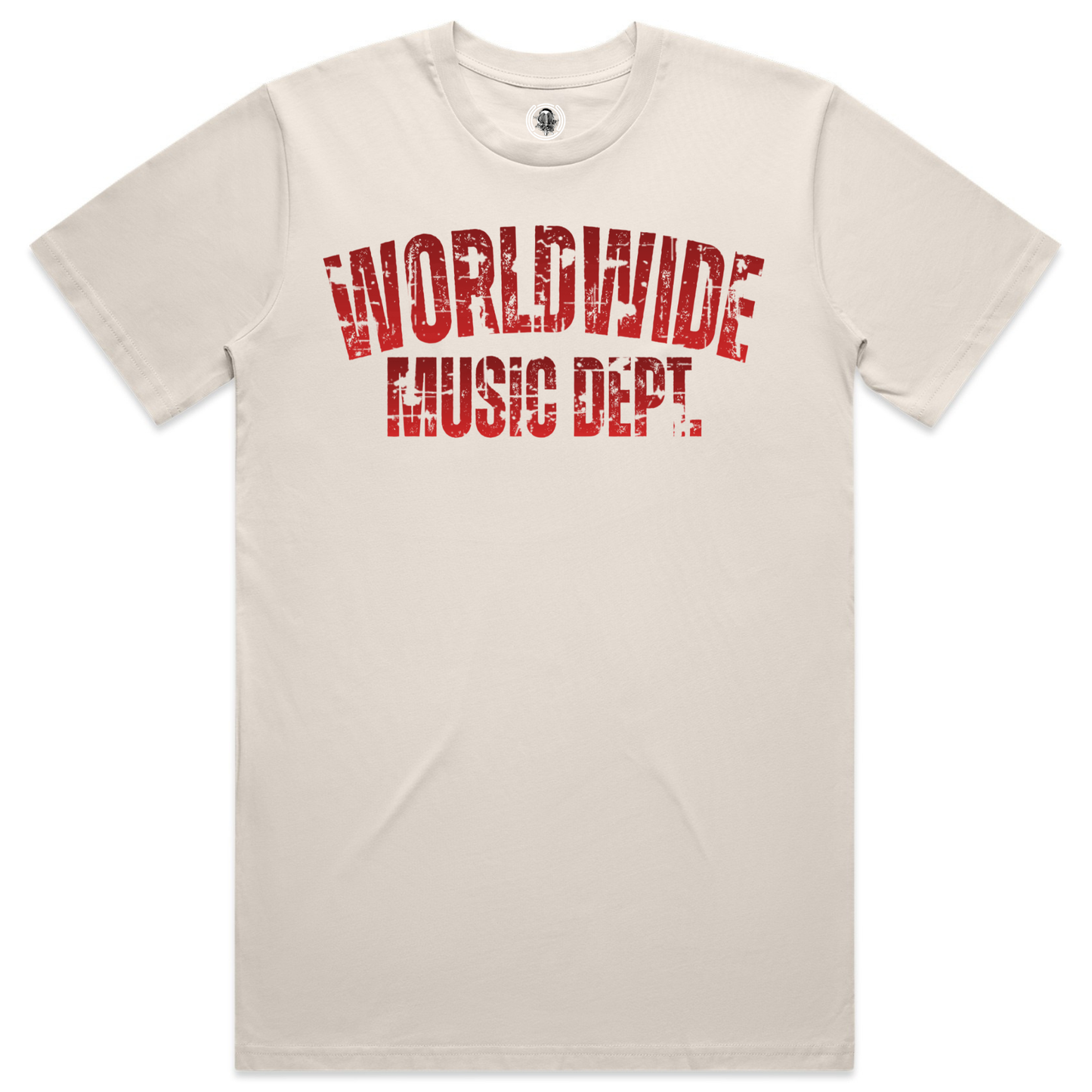 Worldwide Music Dept. Distressed Red Tee - "Bone"
