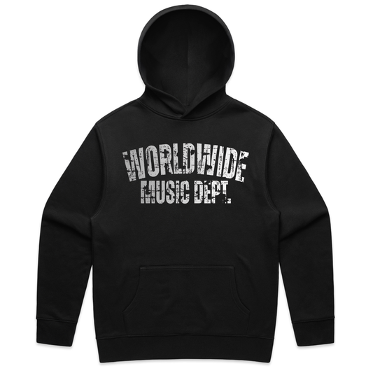 Worldwide Music Dept. Distressed Grey Hoodie - "Black"