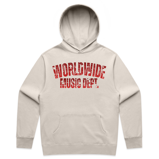 Worldwide Music Dept. Distressed Red Hoodie - "Bone"