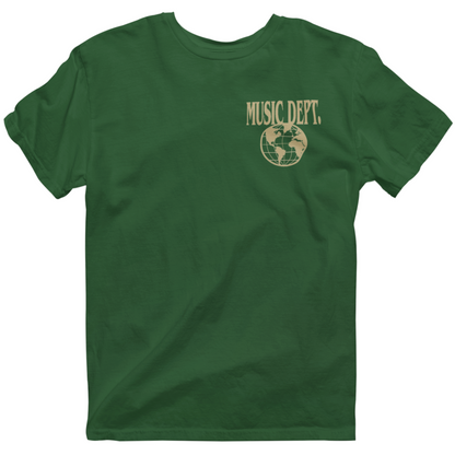 Music Dept. Fire Music Tee - "Forest Green/Gold"