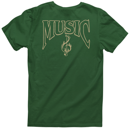 Music Dept. Fire Music Tee - "Forest Green/Gold"
