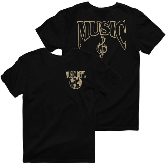 Music Dept. Fire Music Tee - "Black/Gold"