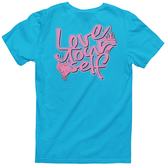 Love Yourself Tee - "Pacific Blue/Pink"