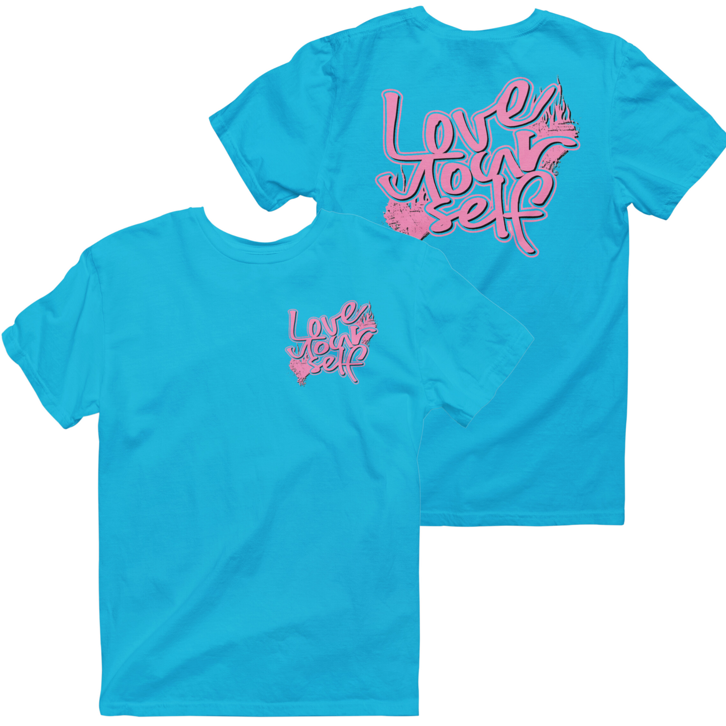 Love Yourself Tee - "Pacific Blue/Pink"