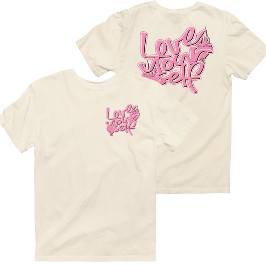 Love Yourself Tee - "Bone/Pink"
