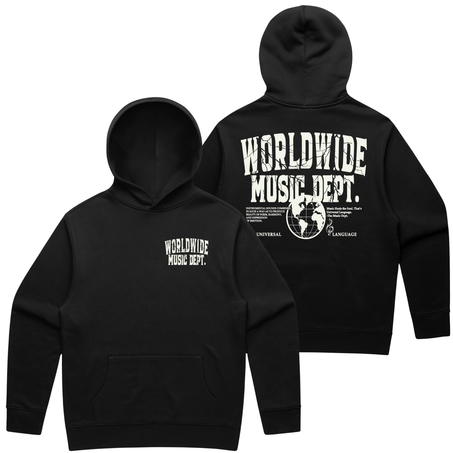 Worldwide Music Dept. Lightning Strikes Relaxed Hoodie - "Black"