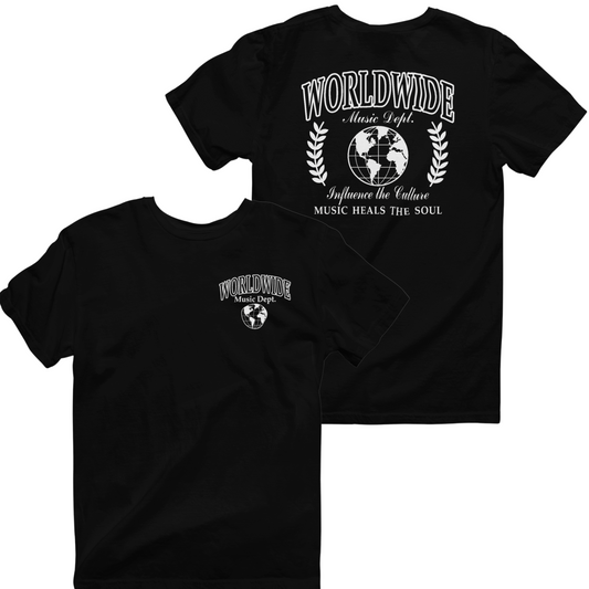 Worldwide Music Dept. - Music Heals the Soul Tee - "Black"