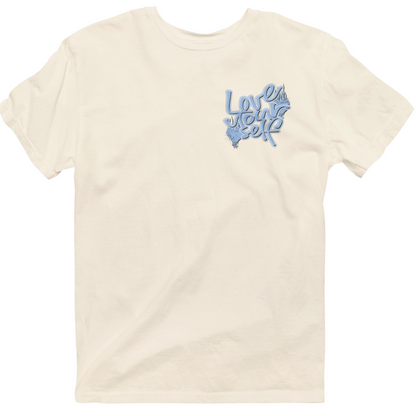Love Yourself Tee - "Bone/Carolina BLue"