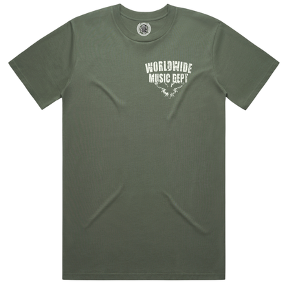 Worldwide Music Dept. - Eagle Splatter Tee - "Cypress Green"