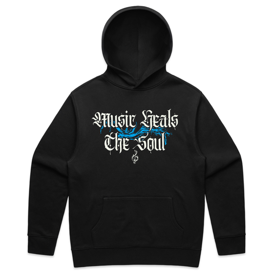 Music Heals the Soul Relaxed - Watersplash Hoodie - "Black"