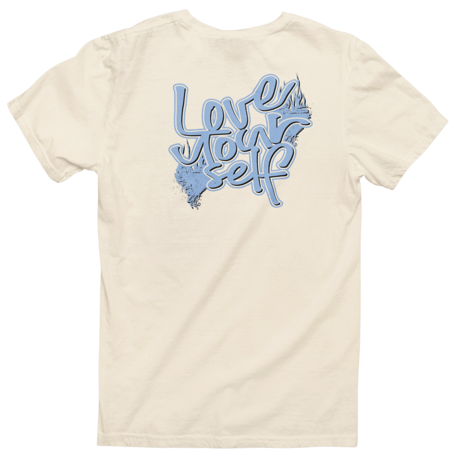 Love Yourself Tee - "Bone/Carolina BLue"