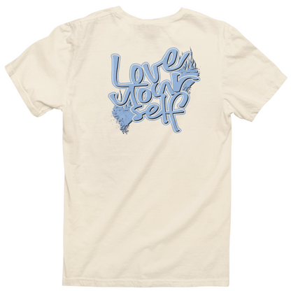 Love Yourself Tee - "Bone/Carolina BLue"