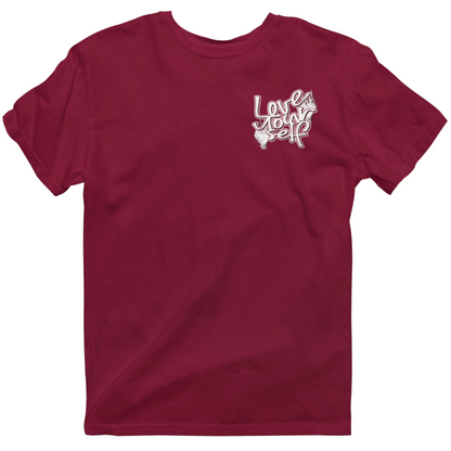 Love Yourself Tee - "Burgundy/white"