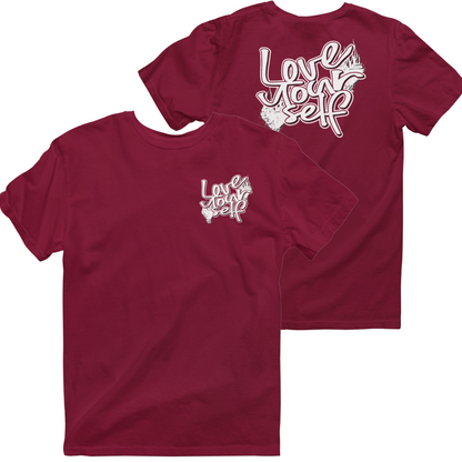 Love Yourself Tee - "Burgundy/white"