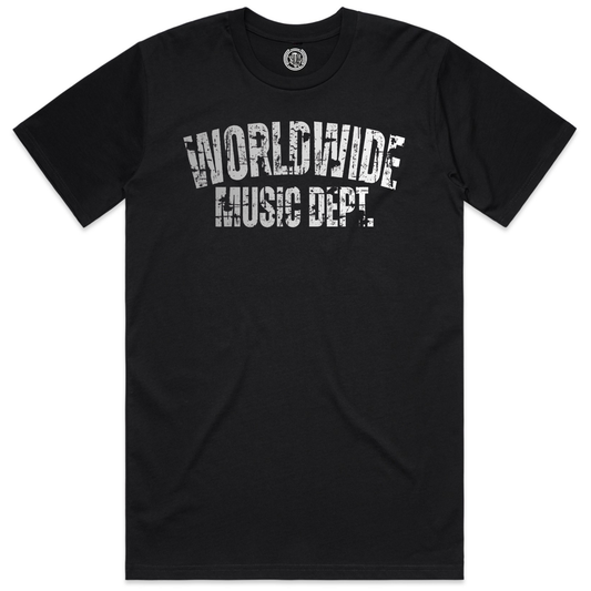 Worldwide Music Dept. Distressed Grey Tee - "Black"